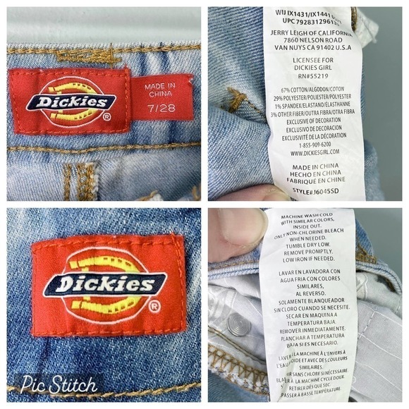 Dickies Women's Cuffed Button Fly Acid Wash Tie Dye Stretch Denim Shorts Size 7 - Picture 5 of 16